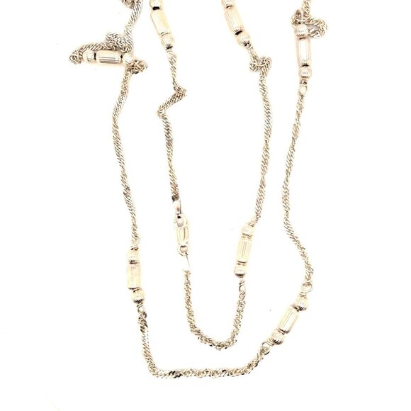 925 Silver Tubular Bead Long Chain